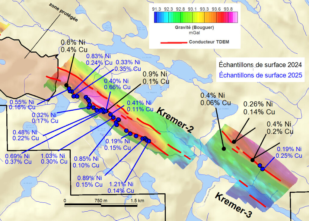 Localisation des échantillons de surface du secteur Kremer-2